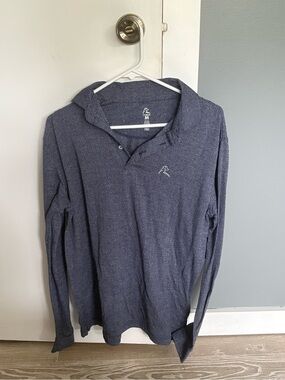 Rhoback Men's Long-Sleeve Polo in Heather Navy
